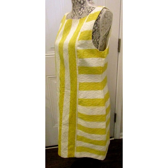 Taylor Dress NWT Yellow Striped Cotton Summer Sleeveless Lined Womens Size 14 - Picture 6 of 8